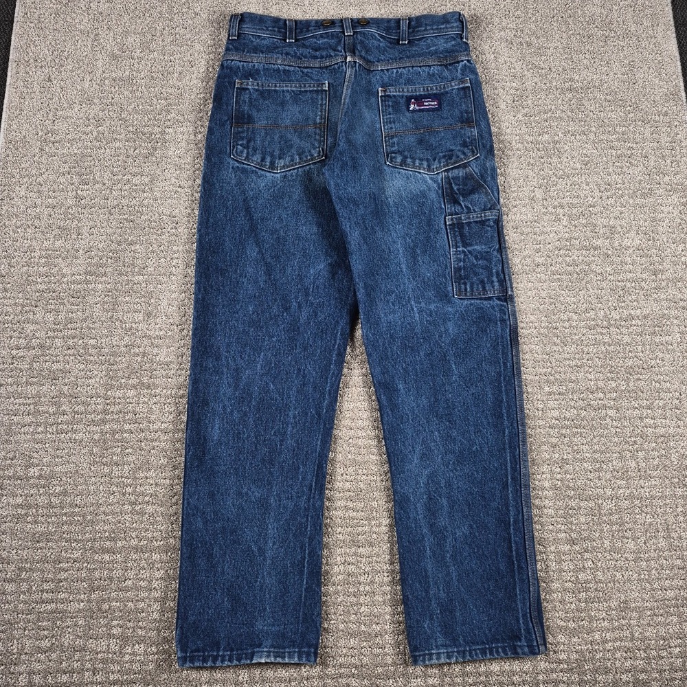Vintage Five Brother Jeans Mens 34x32 Blue Carpenter Workwear Suspender Buttons